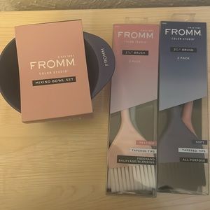 Fromm color kit set has mixing bowls color brushes for applying color to hair